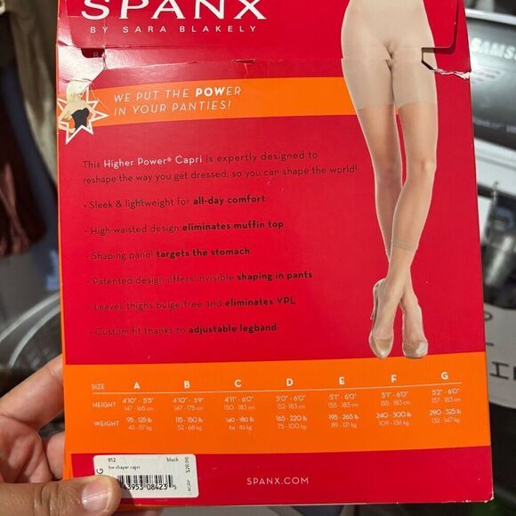 Spanx By Sara Blakely High Waisted Shaper Capri Black Lightweight Size G - Picture 5 of 6